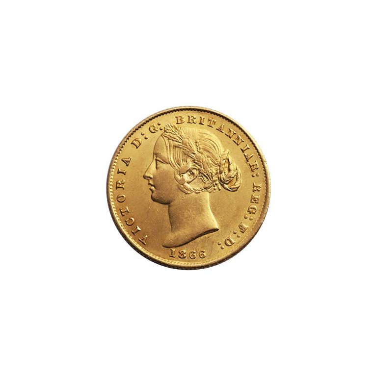 1866 Sydney Mint Sovereign Choice Uncirculated Obverse