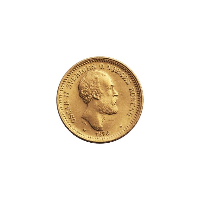 1876 Sweden 10 Kroner about Uncirculated Reverse