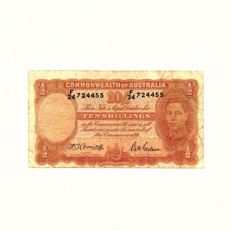 1942 Armitage McFarlane Ten Shillings R13F VG Obvzz