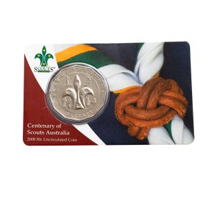 2008 50c Scouts Australia 100th Anniversary Uncirculated Coin on Card