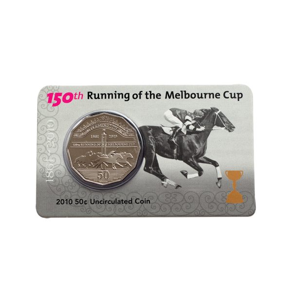 2010 50c Melbourne Cup 150th Anniversary Uncirculated Coin on Card