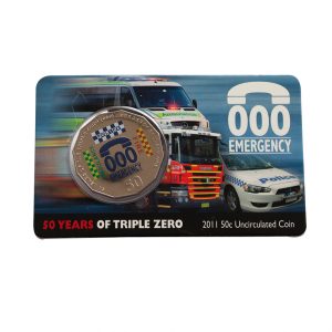 2011 50c Triple Zero 50th Anniversary Uncirculated Coin on Card