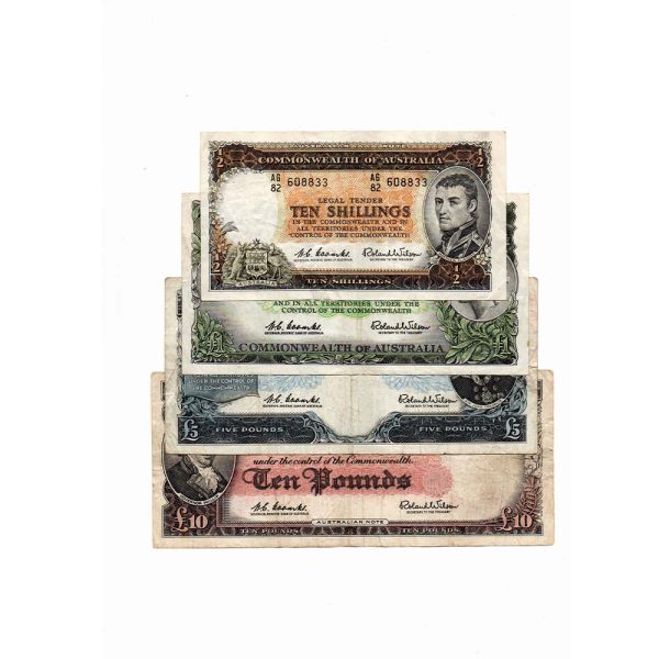 1960-1961 Last Pre-decimal 4 note QEII Reserve Bank Type Set