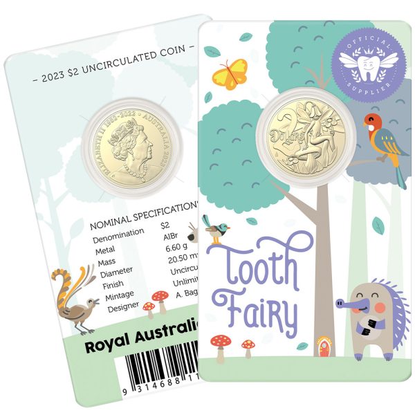 2023 $2 Tooth Fairy Uncirculated Aluminum Bronze Coin on Card