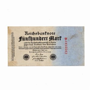 Germany 7 July 1922, 500 Mark Red Serial Uniface
