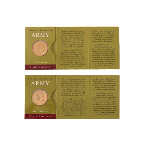 2001 $1 Centenary of the Australian Army C & S Mintmark Pair - Image 2