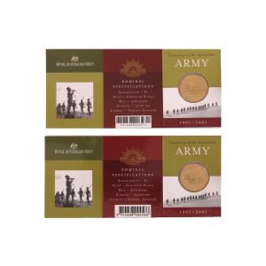 2001 $1 Centenary of the Australian Army C & S Mintmark Pair