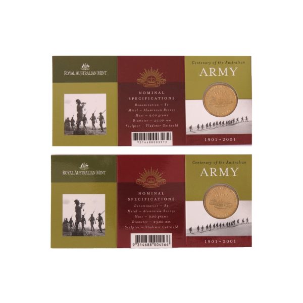2001 $1 Centenary of the Australian Army C & S Mintmark Pair