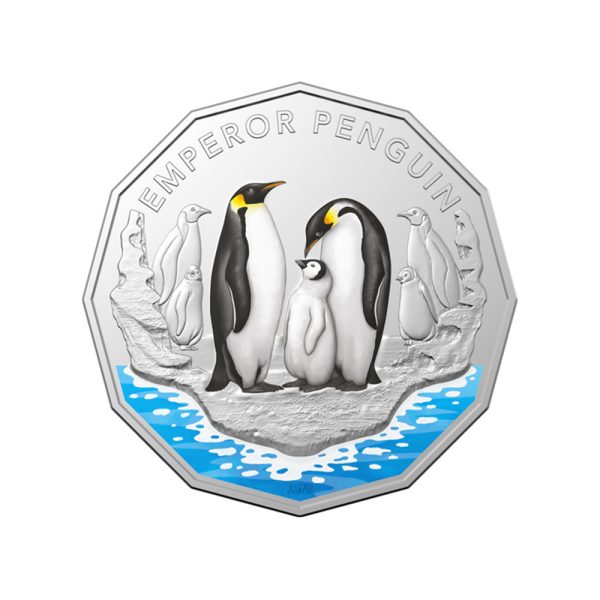 2023 50c Coloured Uncirculated Emperor Penguin Coin - Image 2