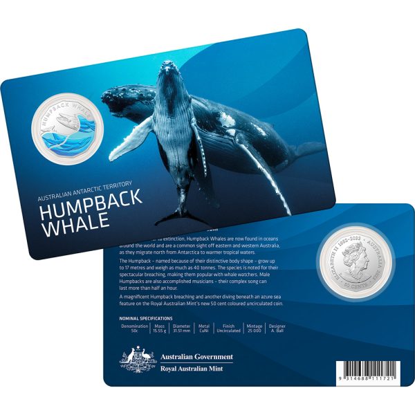 2023 50c Coloured Uncirculated Humpback Whale Coin