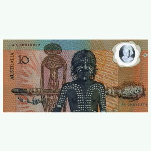 1988 $10 Johnston Fraser 1st Prefix AAOO Bicentenary Folder