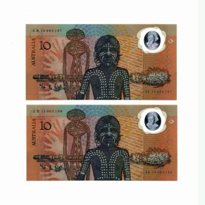 1988 $10 Johnston Fraser 1st Issue Polymer R310a Consecutive Pair