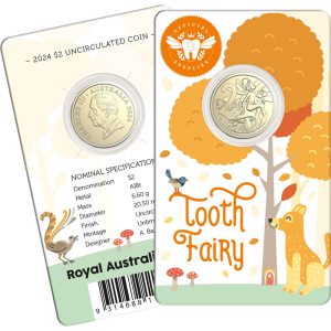 2024 $2 Tooth Fairy Uncirculated Aluminum Bronze Coin on Card