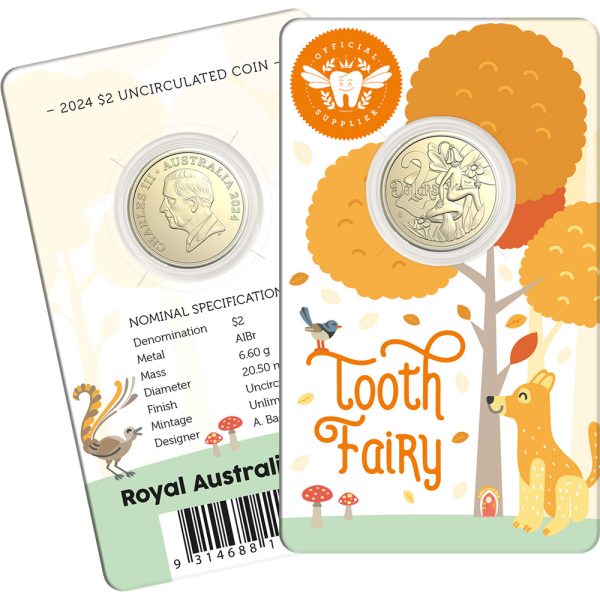 2024 $2 Tooth Fairy Uncirculated Aluminum Bronze Coin on Card