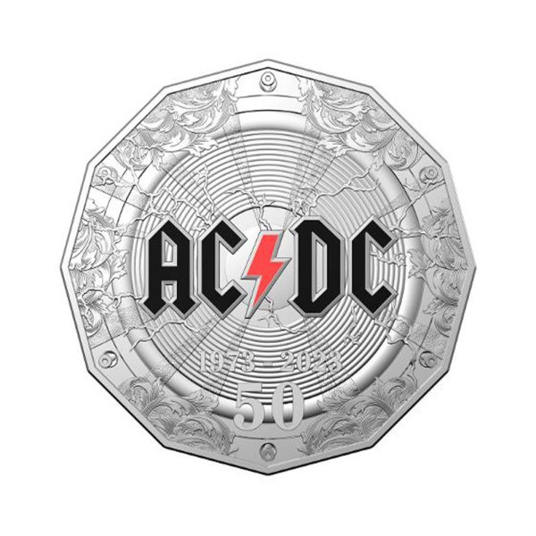 2023 50c 50th Anniversary AC/DC Uncirculated Coloured Coin - Image 2