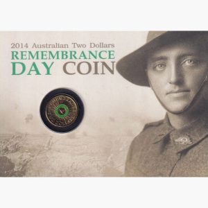2014 $2 Remembrance Day Coin on card