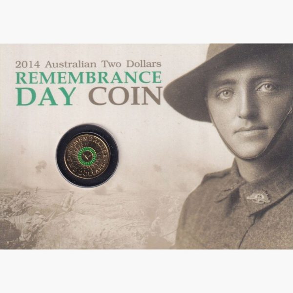 2014 $2 Remembrance Day Coin on card