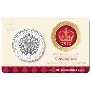 2013 50c 60th Anniversary of the Coronation Uncirculated Coin on Card