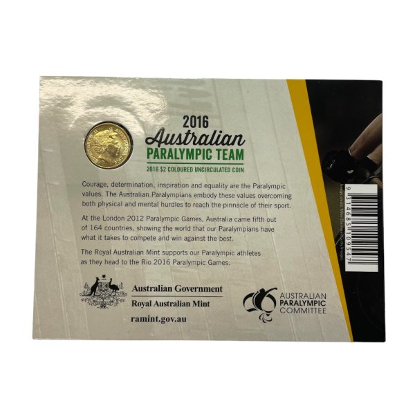 2016 $2 Australian Paralympic Team Al-Br Coloured Uncirculated Coin - Image 3