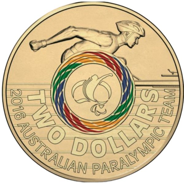 2016 $2 Australian Paralympic Team Al-Br Coloured Uncirculated Coin - Image 2