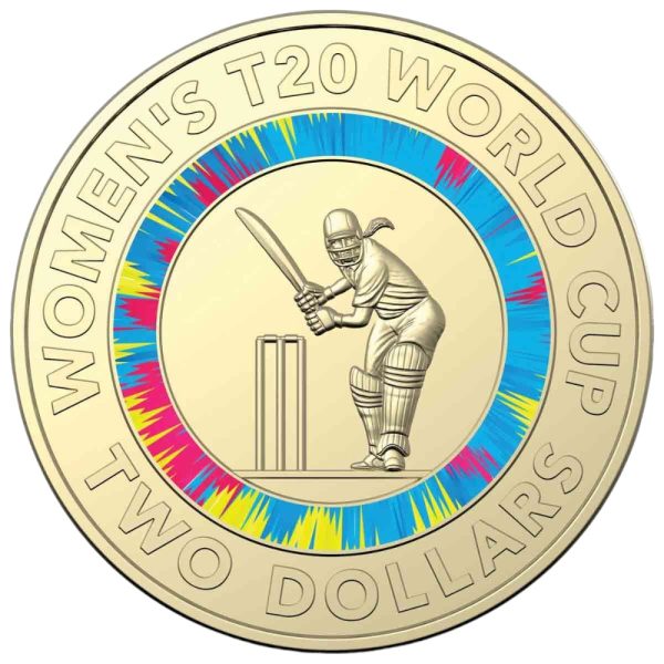 2020 $2 Women’s T20 World Cup Al-Br Coloured Uncirculated Coin - Image 2
