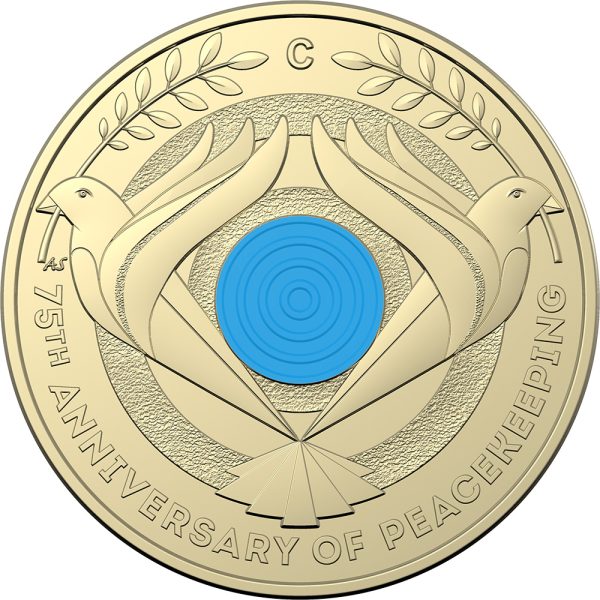 2022 $2 'C' Mintmark 75th Anniversary of Peacekeeping Coloured Coin - Image 2