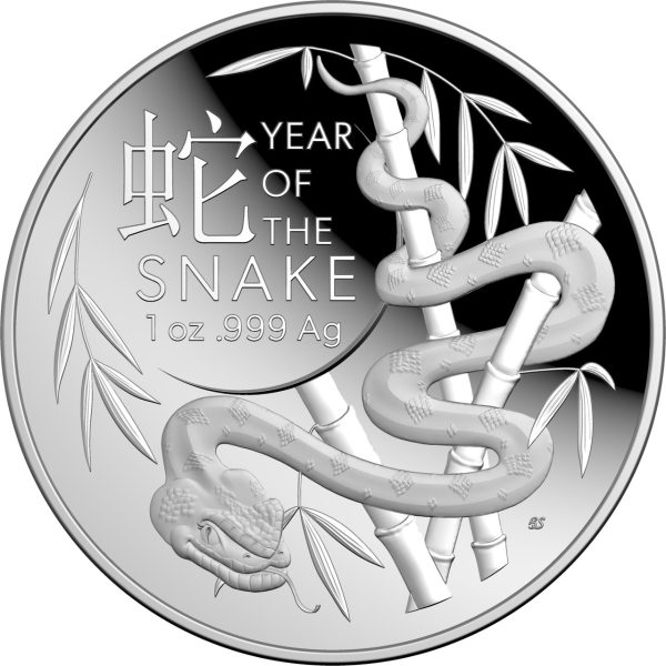 2025 $5 Lunar Year of the Snake Fine Silver Domed Proof Coin - Image 2