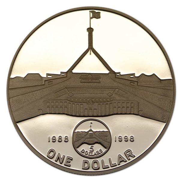 1998 $1 Parliament House '10 Years On' Silver Proof Coin - Image 2