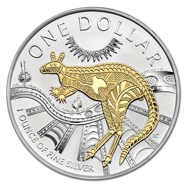 2003 $1 Australian Kangaroo 1oz Silver Selectively Gold-Plated Coin - Image 2