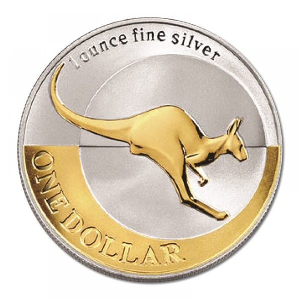 2004 $1 Australian Kangaroo 1oz Silver Selectively Gold-Plated Coin - Image 2