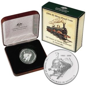 2004 $5 150 Years of Steam Railways In Australia 1oz Silver Proof Coin
