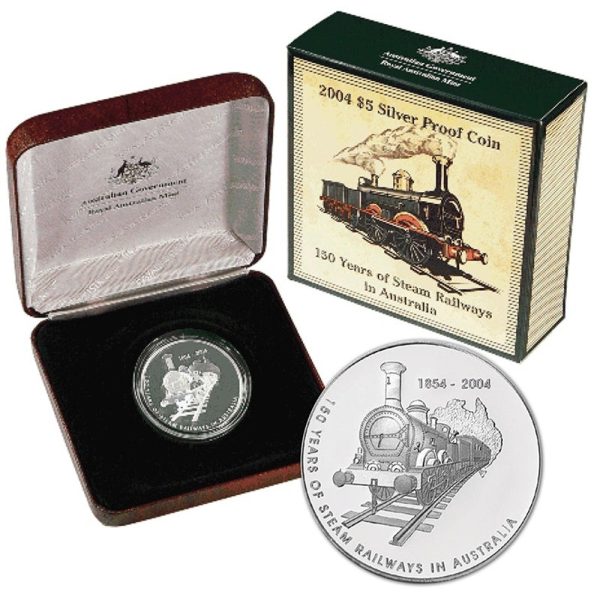 2004 $5 150 Years of Steam Railways In Australia 1oz Silver Proof Coin