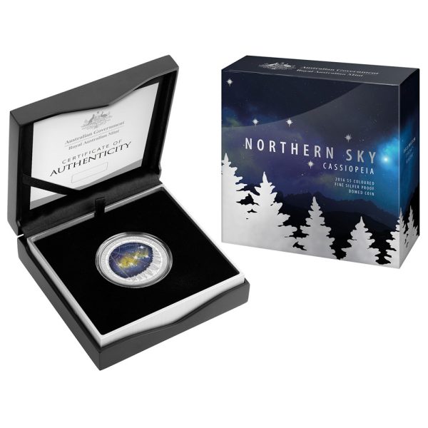 2016 $5 Northern Sky Cassiopeia 1oz Silver Coloured Domed Proof Coin