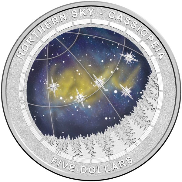 2016 $5 Northern Sky Cassiopeia 1oz Silver Coloured Domed Proof Coin - Image 2