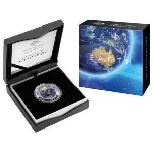2018 $5 The Earth & Beyond 1oz Silver Coloured Domed Proof Coin
