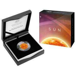 2019 $5 The Earth & Beyond ‘The Sun’ 1oz Silver Coloured Domed Proof Coin