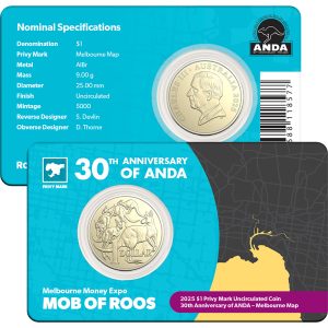 2025 $1 ANDA Melbourne Map Privy Mark Uncirculated Coin