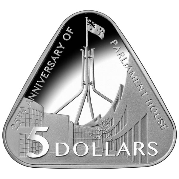 2013 $5 25th Anniversary Parliament House Silver Triangular Proof Coin - Image 2