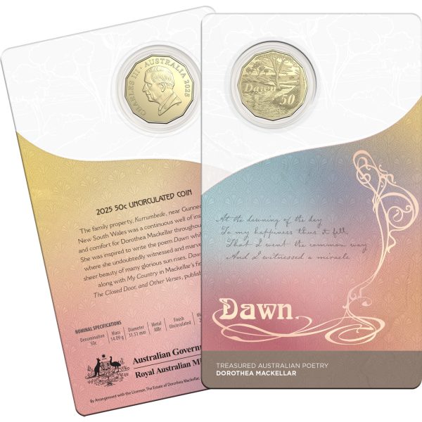 2025 50c Treasured Australian Stories Dorothy Mackellar Dawn Uncirculated Coin
